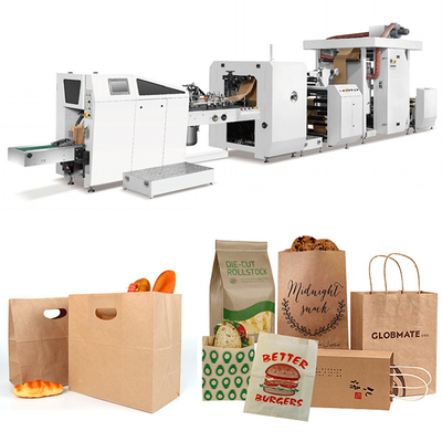 110-450mm Length Grocery Paper Shopping Bag Making Machine With Flat Handle