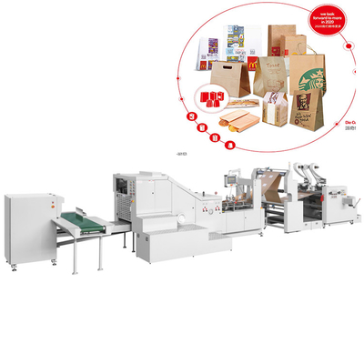 Fully Automatic Square Bottom Bread Paper Bag Machine 380-1050mm Roll Width